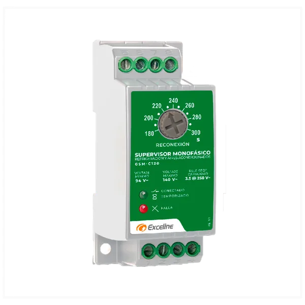 Protector de Voltaje Monofásico para Refrigeración y Aire Acondicionado Exceline 120 V